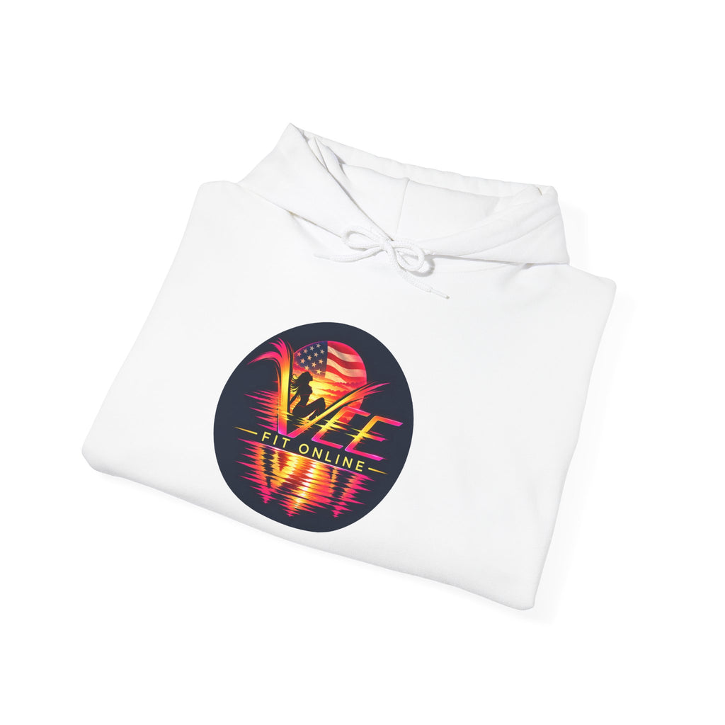Retro Sunset 'Vibe' Hoodie — Vintage Palm Circle Graphic