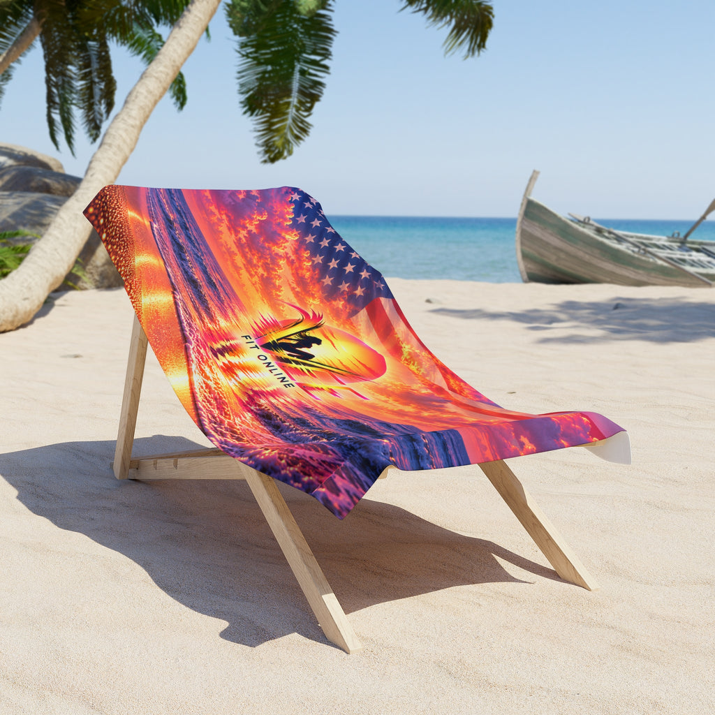 American Flag Sunset Beach Towel
